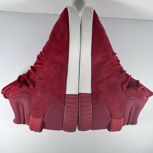 Adidas Tubular Invader Mid Red Suede Lace Up Athletic Shoes Men's Size 10 - Picture 5 of 11